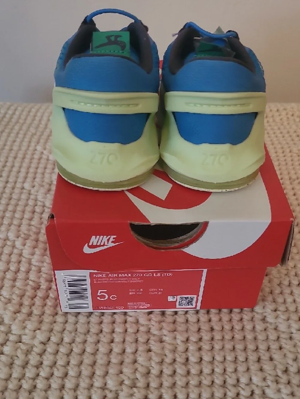 Nike Kids Blue Sneakers with Lime Accents